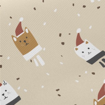 Sad Cat In Santa Hat Midweight Cotton Poplin