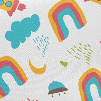 Outer Space Rocket Flying Sauc Midweight Cotton Poplin