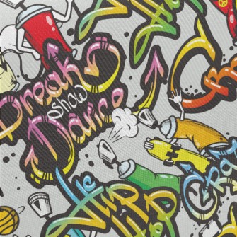 Hip Hop Personality Graffiti Midweight Cotton Poplin