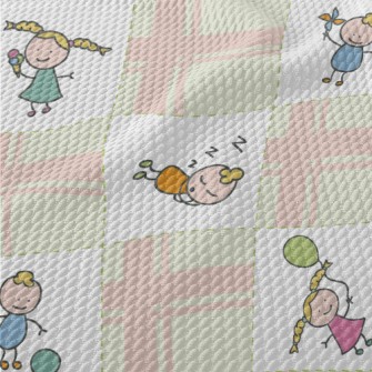 Happy Children Playing Birdseye Piqué