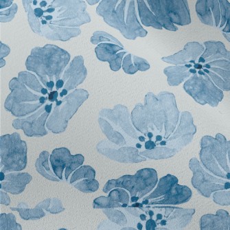 Blue Watercolor Flowers Chiffon