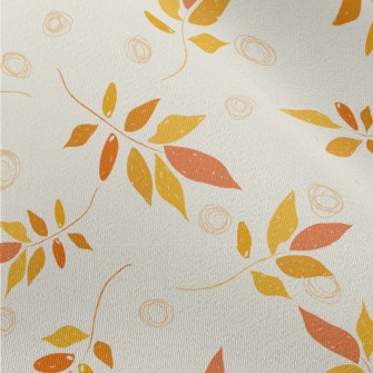 Hand Drawn Orange Leaves Chiffon