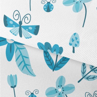 Blue Floral Circle Pattern Waterproof Oxford