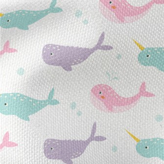 Colorful Whales And Narwhals Waterproof Canvas