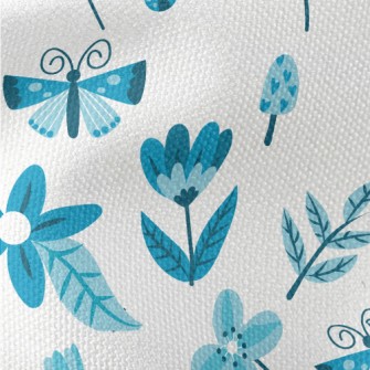 Blue Floral Circle Pattern Waterproof Canvas