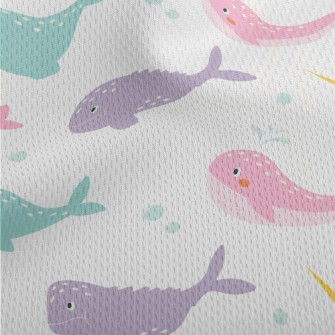 Colorful Whales And Narwhals Athletic Mesh Flat Back