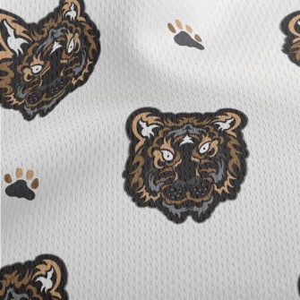 Black Tiger Face Doodle Athletic Mesh Flat Back