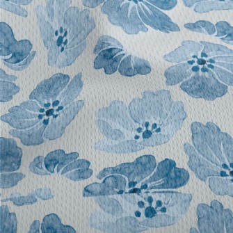Blue Watercolor Flowers Athletic Mesh Flat Back