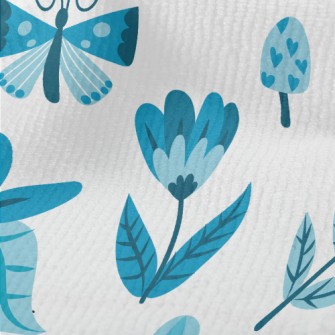 Blue Floral Circle Pattern Terry