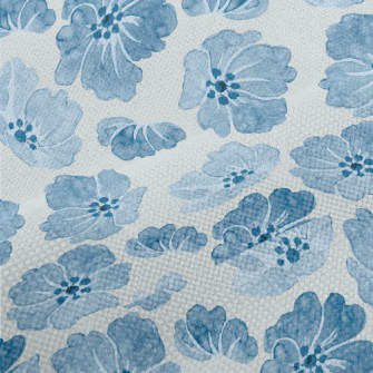 Blue Watercolor Flowers Performance Linen