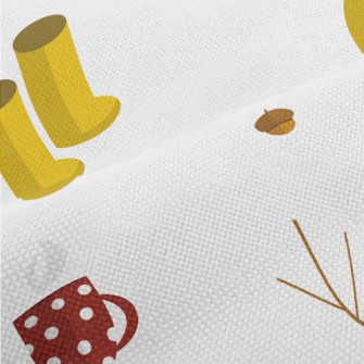Autumn Maple Leaves And Umbrel Performance Linen