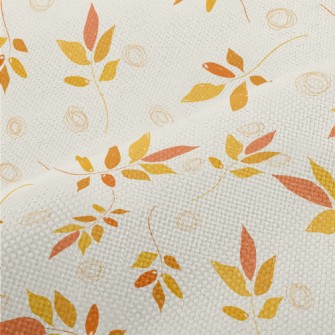 Hand Drawn Orange Leaves Performance Linen