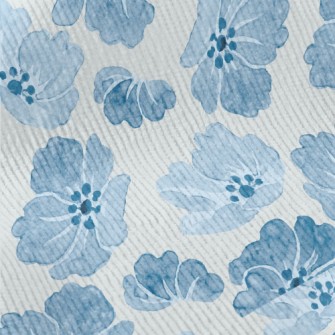 Blue Watercolor Flowers Standard Corduroy