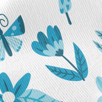 Blue Floral Circle Pattern Standard Corduroy