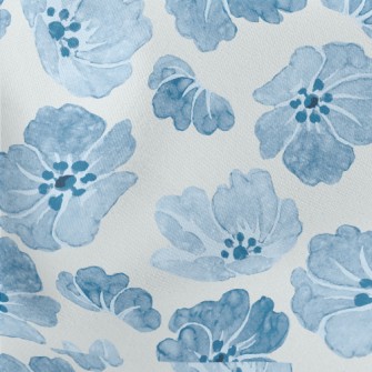 Blue Watercolor Flowers Stretch Ponte