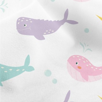 Colorful Whales And Narwhals Micro Fleece