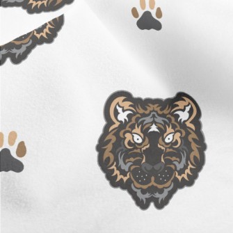 Black Tiger Face Doodle Micro Fleece