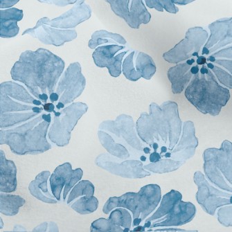 Blue Watercolor Flowers Micro Fleece