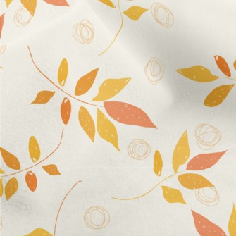 Hand Drawn Orange Leaves Micro Fleece
