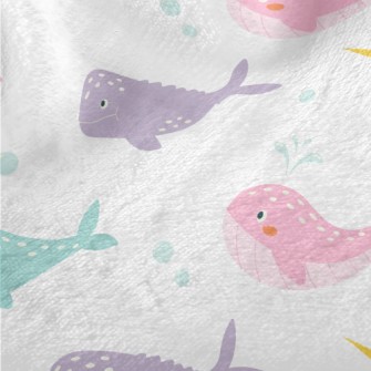 Colorful Whales And Narwhals Minky