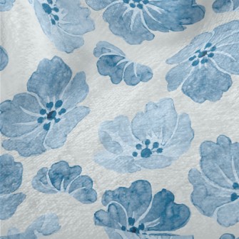 Blue Watercolor Flowers Minky