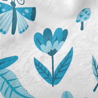 Blue Floral Circle Pattern Minky