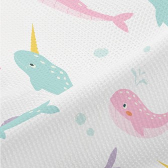 Colorful Whales And Narwhals Piqué