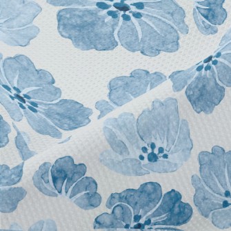 Blue Watercolor Flowers Piqué