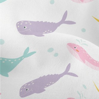 Colorful Whales And Narwhals Lightweight Performance Linen