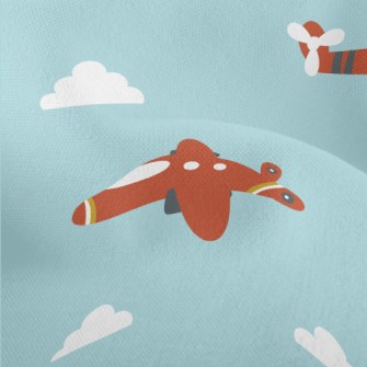 Cartoon Airplane Doodle Lightweight Performance Linen
