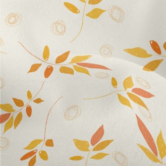 Hand Drawn Orange Leaves Lightweight Performance Linen