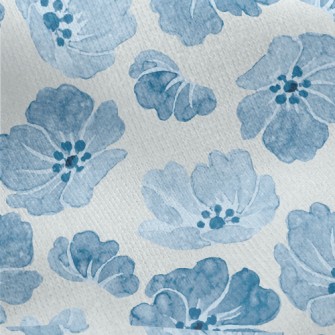 Blue Watercolor Flowers Jersey Backed Fleece