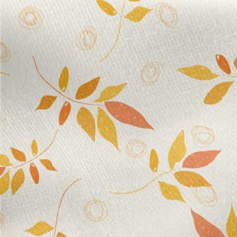 Hand Drawn Orange Leaves Jersey Backed Fleece