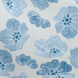 Blue Watercolor Flowers Pongee