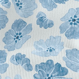 Blue Watercolor Flowers Stretch Jersey