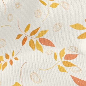 Hand Drawn Orange Leaves Stretch Jersey