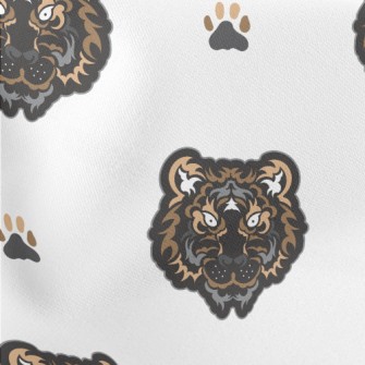 Black Tiger Face Doodle Lightweight Cotton Poplin