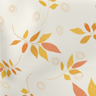 Hand Drawn Orange Leaves Lightweight Cotton Poplin