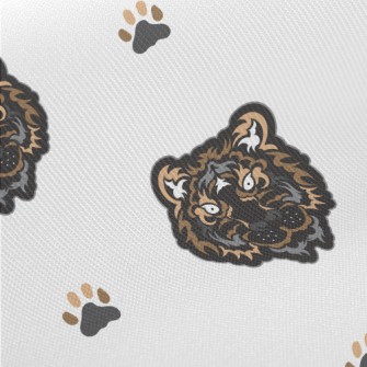 Black Tiger Face Doodle Midweight Cotton Poplin