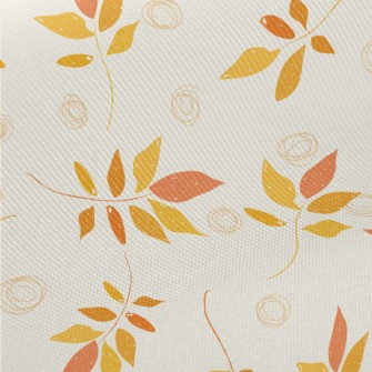 Hand Drawn Orange Leaves Midweight Cotton Poplin