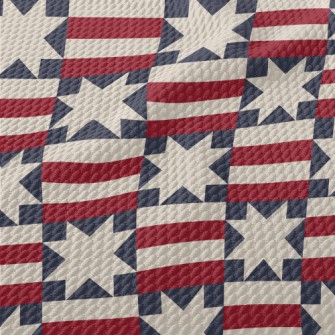 American Flag Themed Pattern Birdseye Piqué