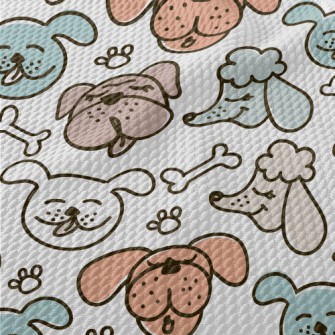 Funny Hand Drawn Puppy Birdseye Piqué