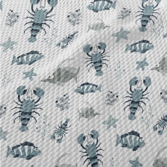 Hand Drawn Marine Life Birdseye Piqué