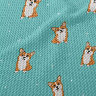 Cartoon Corgi Birdseye Piqué