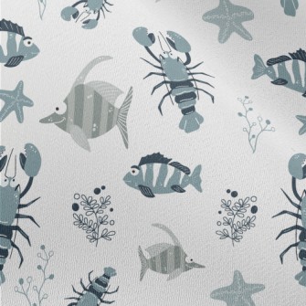 Hand Drawn Marine Life Chiffon