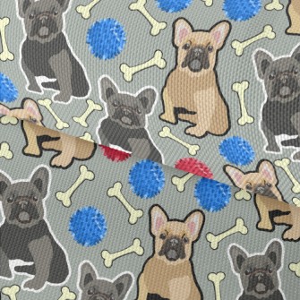 Hand Drawn Two Color Bulldog Waterproof Oxford