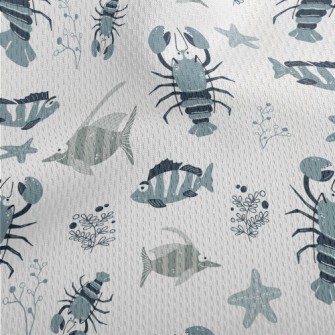 Hand Drawn Marine Life Athletic Mesh Flat Back