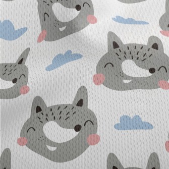 Cute And Friendly Gray Wolf Athletic Mesh Flat Back