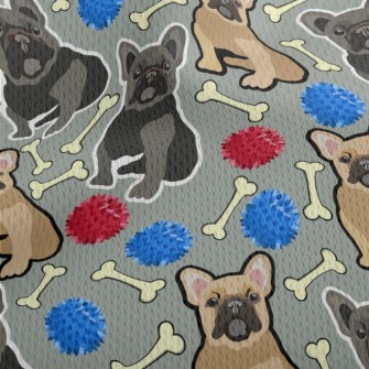 Hand Drawn Two Color Bulldog Athletic Mesh Flat Back