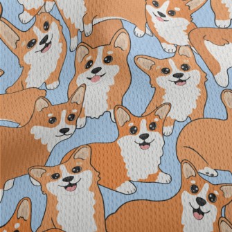 Cute Cartoon Corgi Athletic Mesh Flat Back